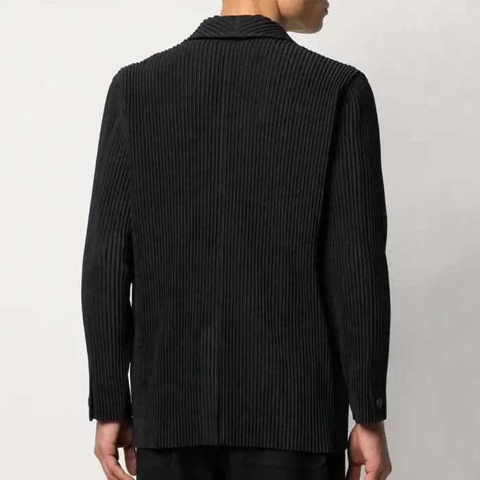 Blazer noir plissé pour homme, olympiques de luxe, doublé partiel, manteau de bureau, haute couture,