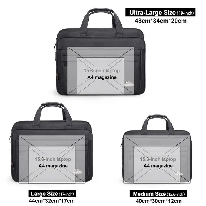 Porte-documents de grande capacité pour hommes, sac d'affaires 15.6 pouces 17 pouces 19 pouces, sac