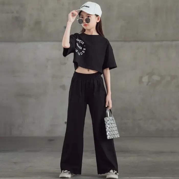 Ensemble de vêtements pour adolescentes de printemps et d'été, t-shirt et pantalon courts pour enfan