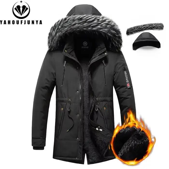 Nouveau hiver hommes coupe-vent polaire chaud détachable à capuche Parka veste hommes solide fermetu