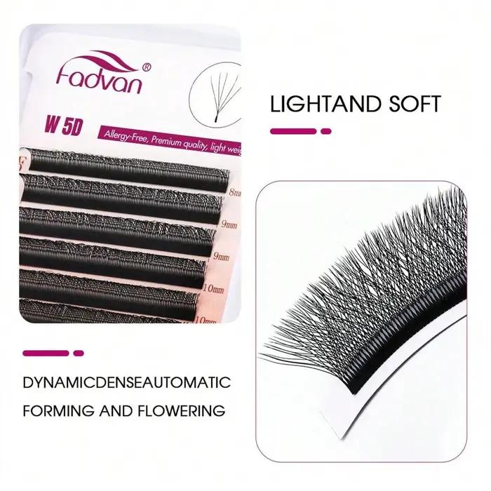 FADVAN 5D-W en forme de 0.07 D Curl Extensions de cils naturel Faux cils de vison lumière douce prof