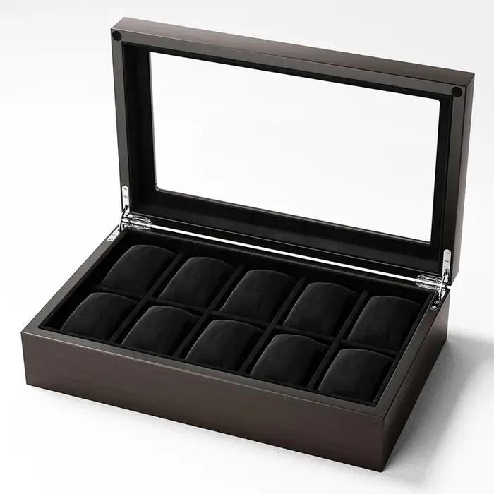Boîte de rangement en bois pour montres mécaniques homme affichage transparent collection montres-bracelets cadeau horlogerie style élégant occasions spéciales