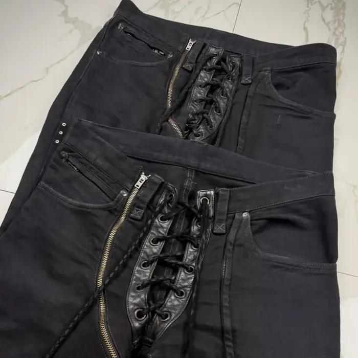 HKSH Nouvelle Collection Printemps-Automne Jean Homme Style Darkwear avec Cordon de Serrage, Sangle