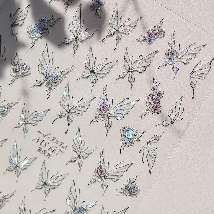 Gelée papillon 5D Nail Art autocollant strass cristal charmant brillant insectes animaux bricolage a