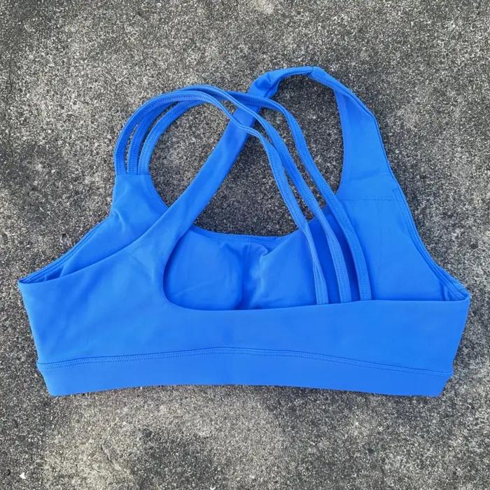 Couleur unie haute résistance bandoulière croisée Gym sous-vêtements de gymnastique femmes Fitness S