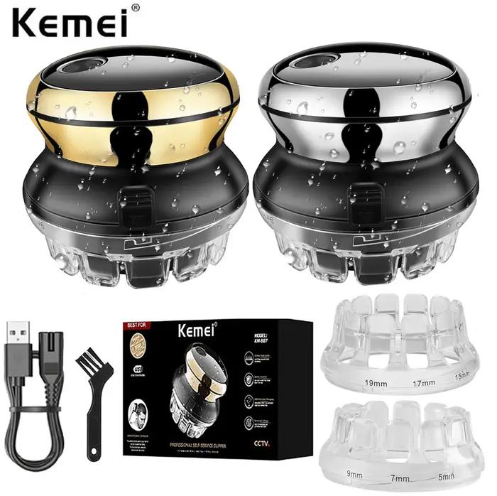 Kemei 887 UFO électrique même coupe tondeuse à cheveux rotative pour hommes kit de raccourci lavable