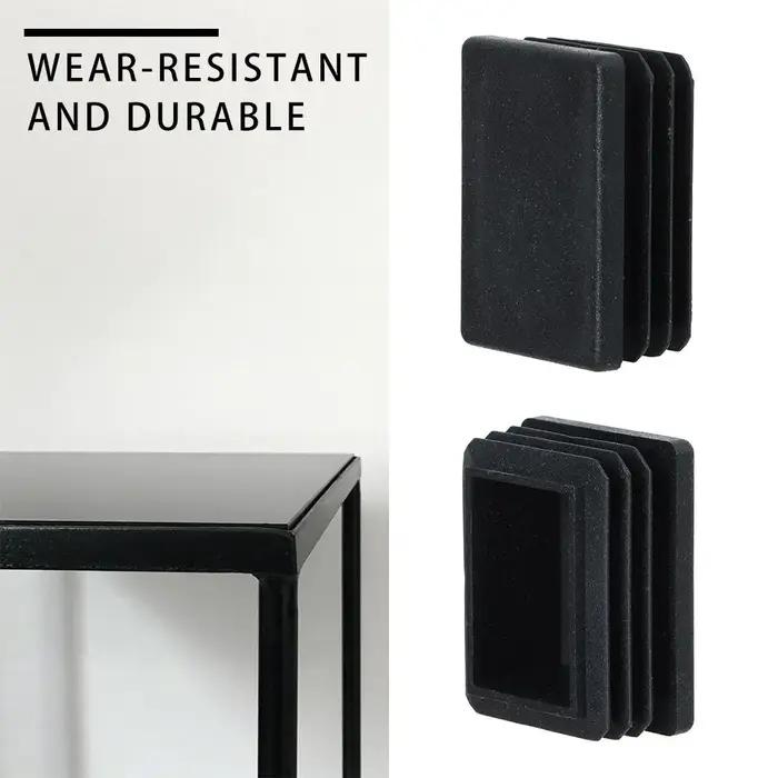 Pieds de chaise en plastique noir, couvre-pieds de protection des pieds, antidérapant, rectangulaire