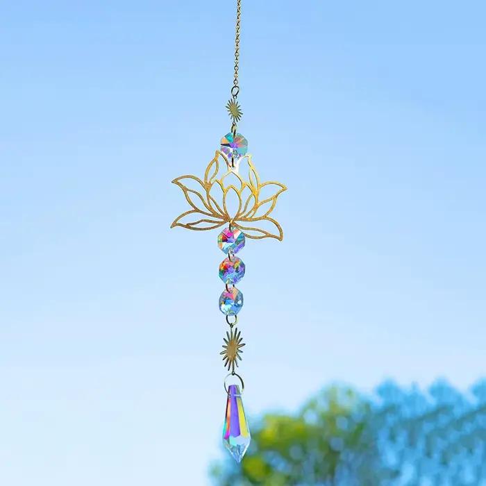 Attrape-soleil en cristal Élen métal Lotusand, breloque, fait à la main, adapté au vent de la maison