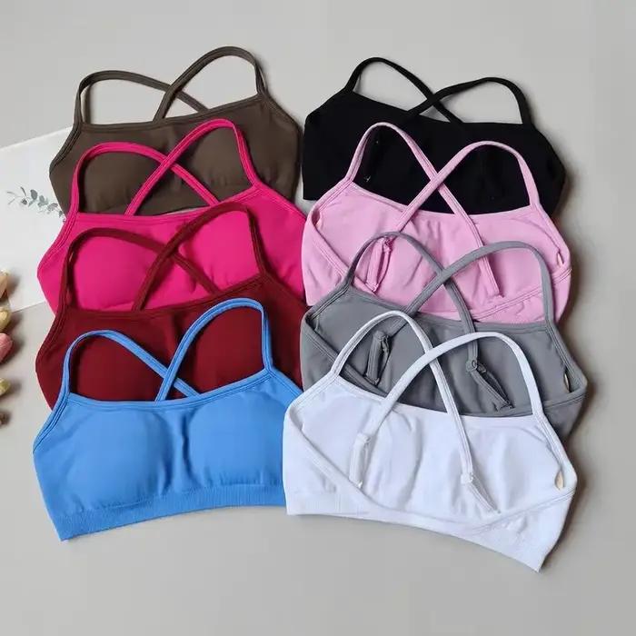 Sans couture femmes Fitness Yoga soutiens-gorge course dos sport soutiens-gorge haut en Nylon soutie