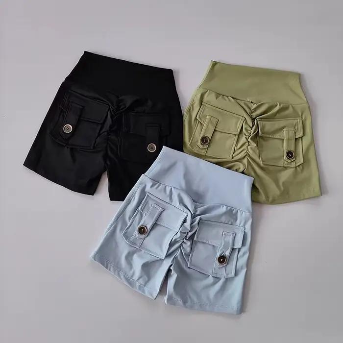 Shorts yoga taille haute avec poches femmes - Fitness course cyclisme push-up sexy