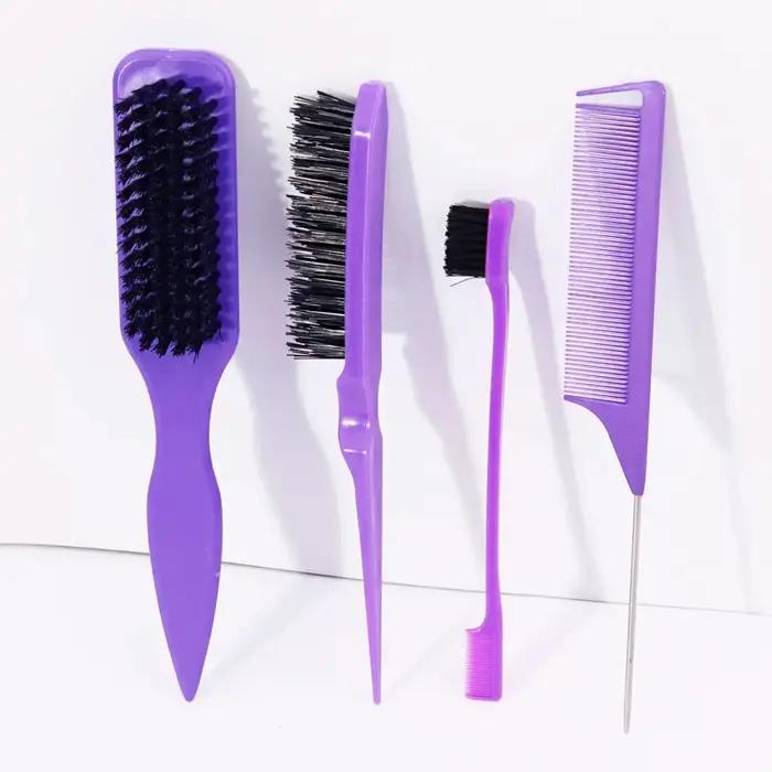 Ensemble de 4 peignes à queue pointue, antistatiques, poils en nylon, utilisés pour lisser les cheve