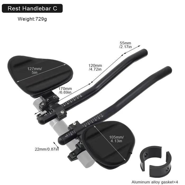 Extension de guidon TT repose-bras alliage d'aluminium barres aérodynamiques triathlon course vélo de route VTT performance confort endurance