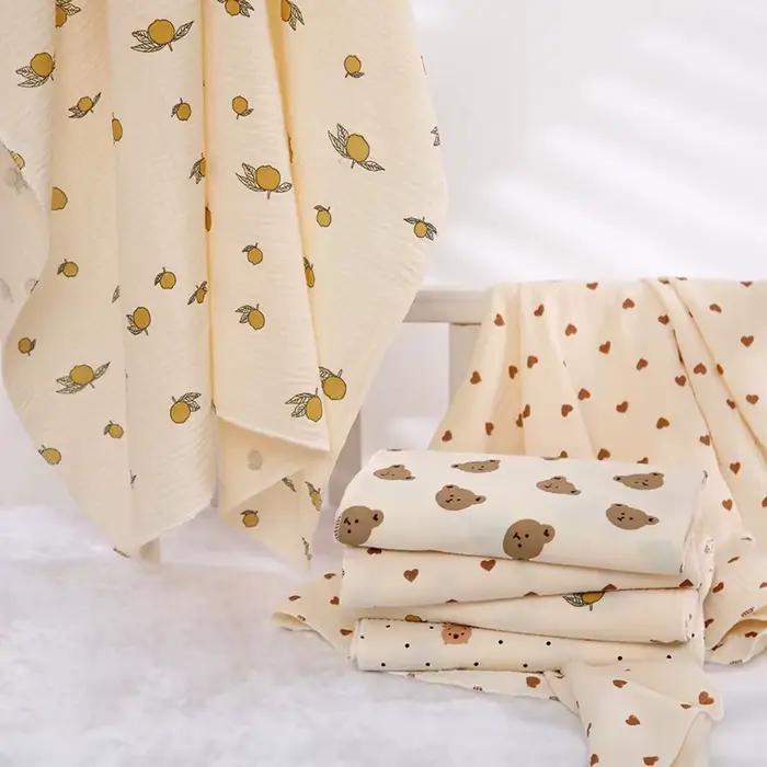 Couverture d'emmaillotage en mousseline de coton pour bébé, imprimé de dessin animé mignon, douce et