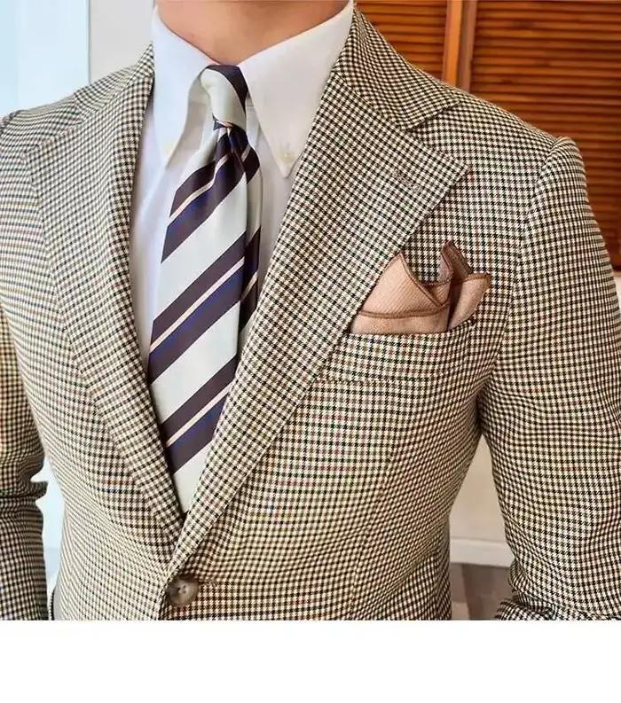 Homme britannique Blazer Hombre 2021 automne mode treillis hommes veste coréenne Slim Fit Blazer Hom