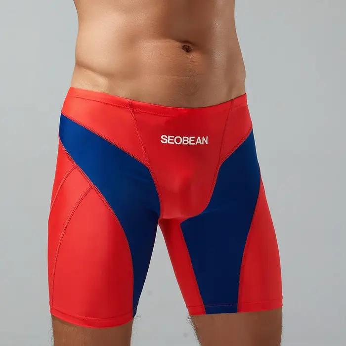 Seobean-Pantalon de natation multicolore pour homme, vêtement de plage à trois voies, nouvelle colle