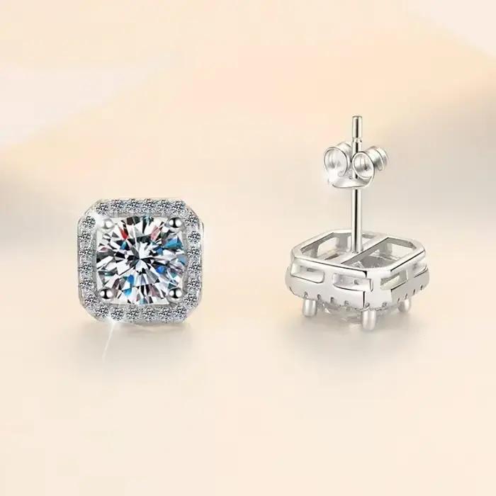 DISINIYA – boucles d'oreilles couleur Mosonite, sac carré, bijoux de mariage, fête simple et à la mo