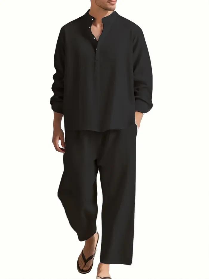 Chemise et pantalon à manches longues pour hommes, vêtements de plage, survêtement, chemises de coul