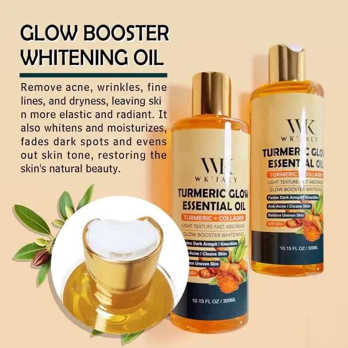 WK JALY Huile essentielle pour le corps au lueur de curcuma, hydratante, blanchissante, estompe les