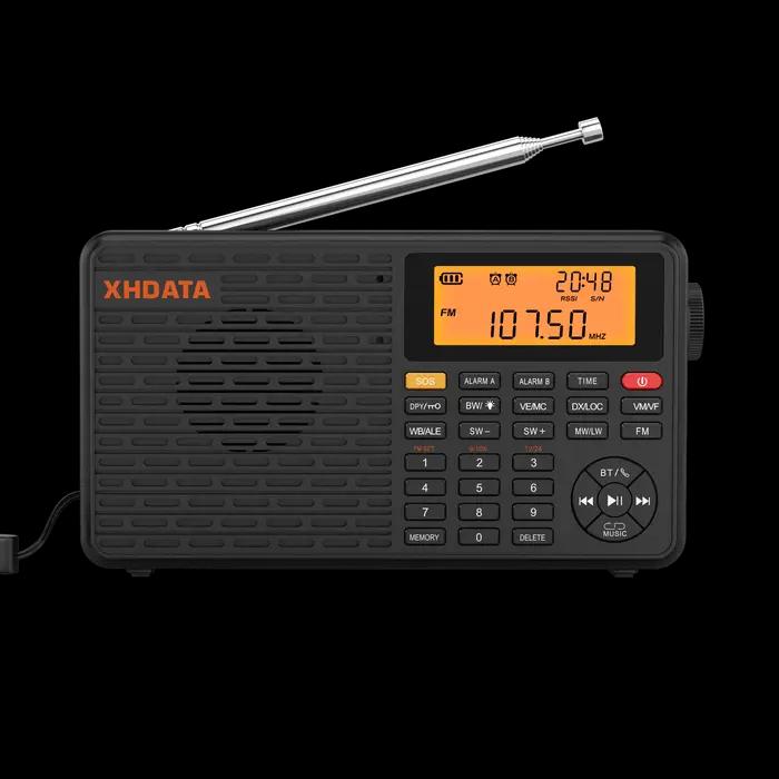 XHDATA Dnight WB Radio Portable AM FM Stéréo SW MW LW Réveil Numérique Radio Batterie Rechargeable U