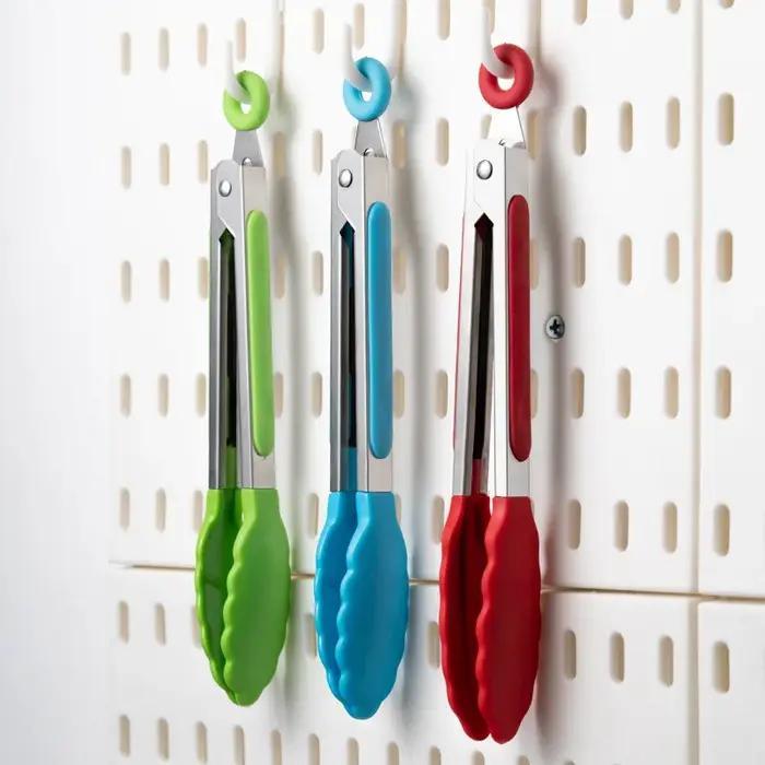 Pince alimentaire en nylon et acier inoxydable, résistante aux hautes températures, pour barbecue en