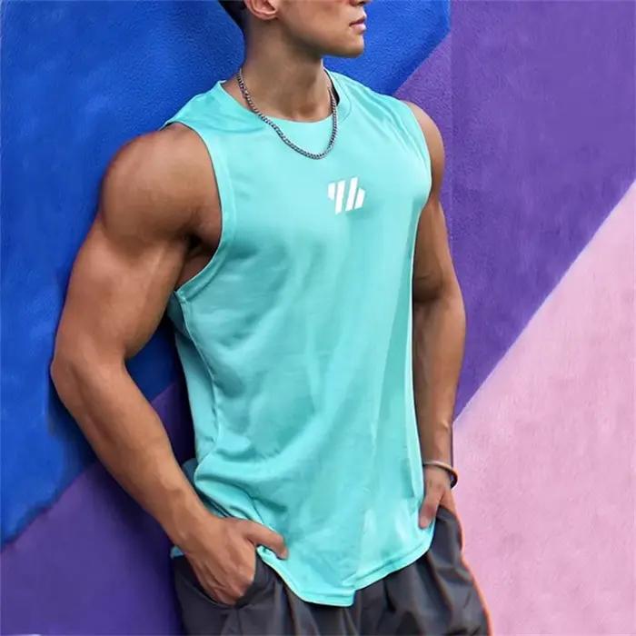 Gilet sport maille sans manches hommes 2025 - Fitness course été débardeurs vêtements techniques