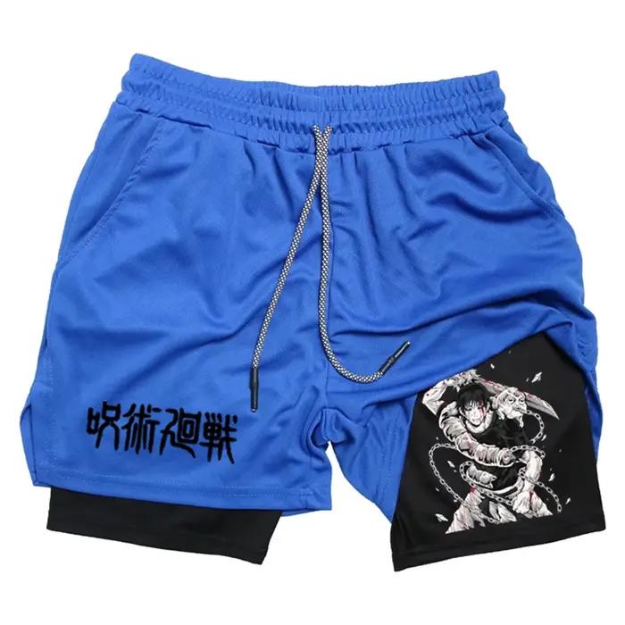 Short de Sport Anime Toji Imprimé Homme - GYM Entraînement Course Maille 2 en 1