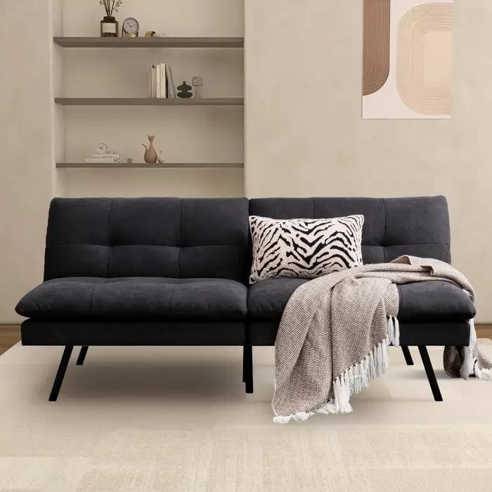 Hcore-Canapé-lit en mousse à mémoire de forme, sofa convertible, causeuse noire pour petits espaces,