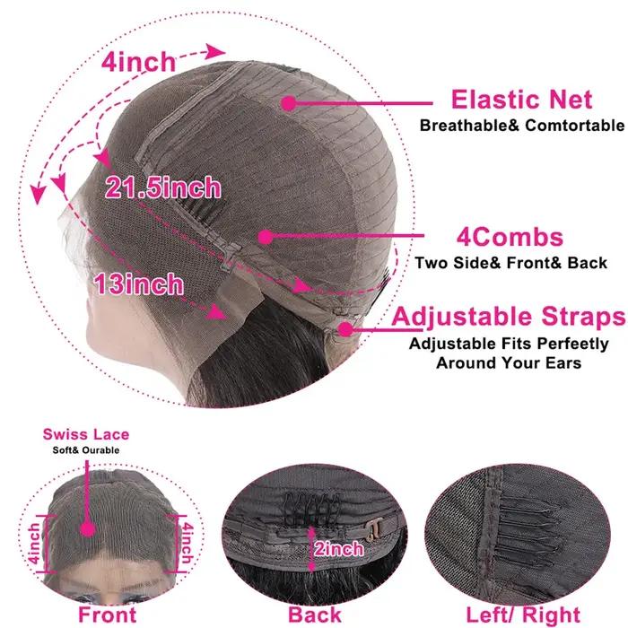 Perruque Bouclée avec Filet de Fixation Frontale en Dentelle, Accessoire Capillaire en Cheveux Humai