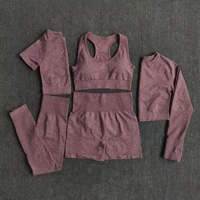Ensemble yoga femme 2/3/5 pièces WAREBALL - Haut manches longues & leggings taille haute sport