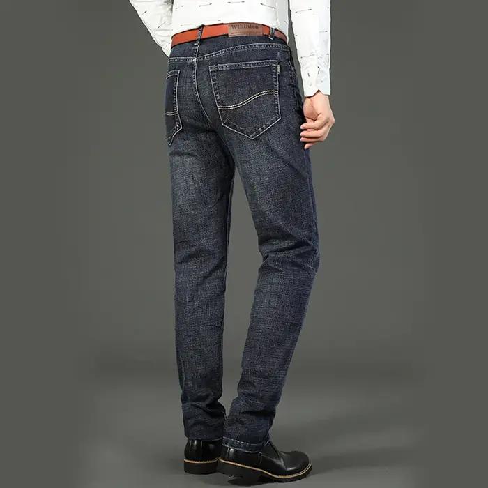 Wthinlee hommes d'affaires jean décontracté droit Stretch mode classique bleu noir travail Denim pan