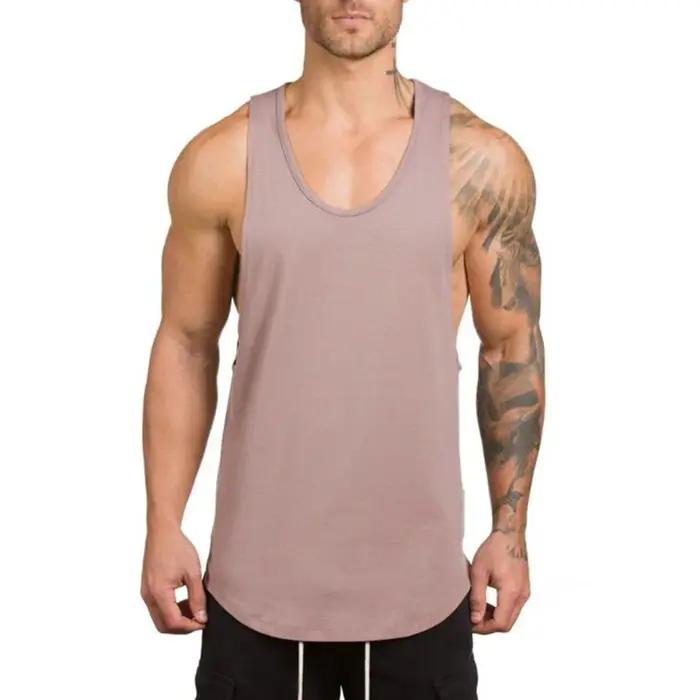 T-Shirt sans manches en coton respirant pour hommes, vêtements d'entraînement de musculation, de cou