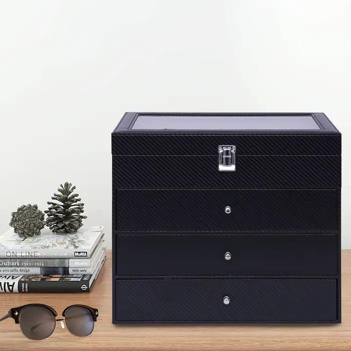 Boîte de rangement pour lunettes de soleil, porte-lunettes, étui à 24 grilles