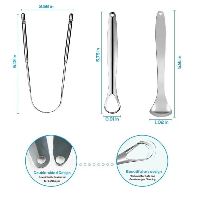 Nettoyeur de grattoir à langue en métal Premium 1 pièce/3 pièces pour adultes et enfants, grattoirs