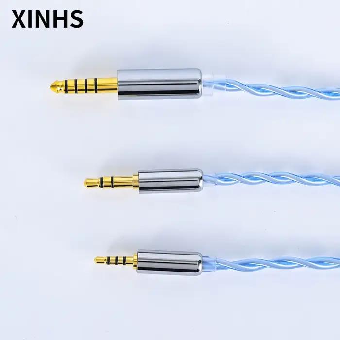 Câble d'écouteurs HIFI plaqué argent en cuivre monocristallin bleu à 2 brins XINHS