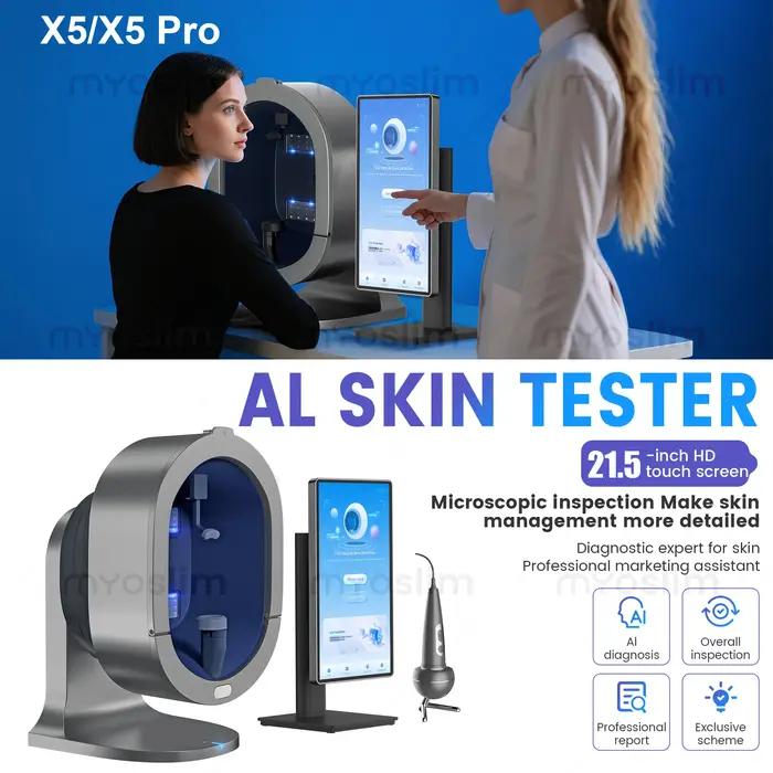 Analyseur de peau et de cheveux professionnel 3D X5 avec caméra UV, scanner facial numérique et mach
