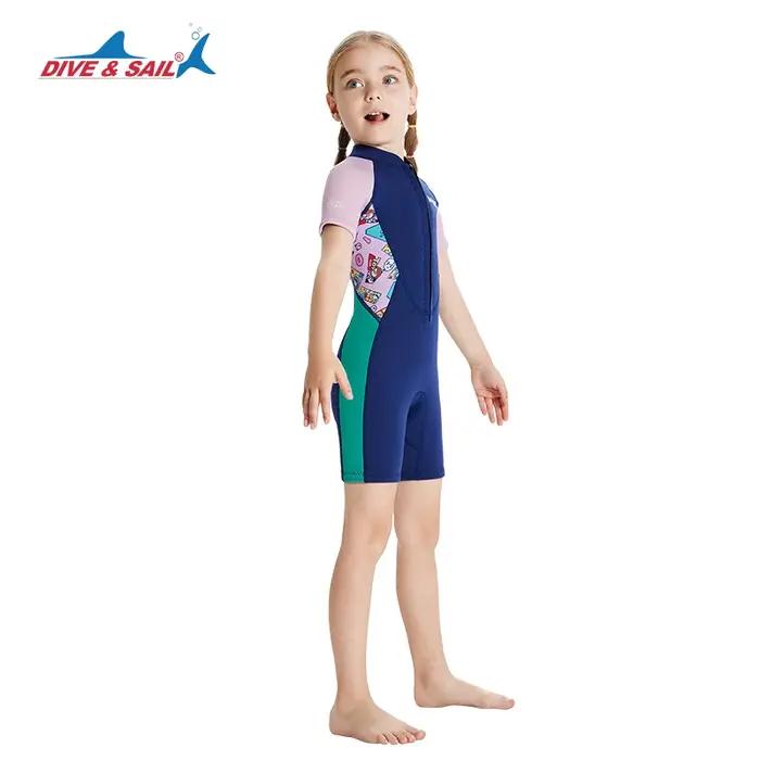 Combinaison courte en néoprène pour enfants, 2.5mm, Protection UV, fermeture éclair sur le devant, m