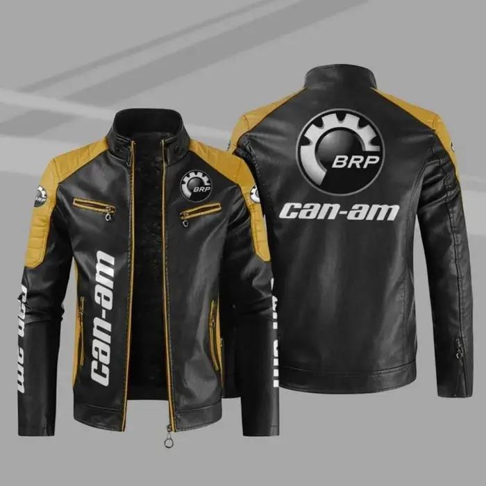 BRP Can-am Logo hommes moto veste en cuir PU QK089 hiver décontracté Vintage pardessus Biker Bomber
