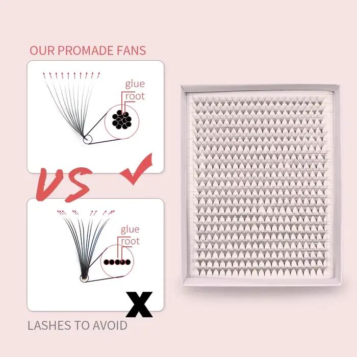 1200 ventilateurs faux cils XXL Mega plateau mat Ultra foncé préfabriqué Volume ventilateur Base poi
