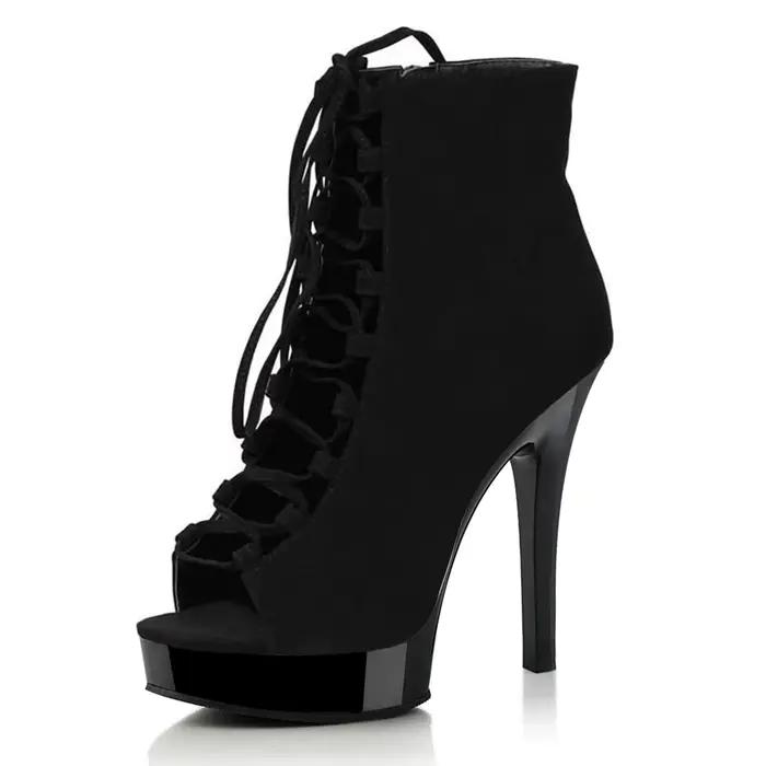 Bottines à lacets de 15cm pour femmes, chaussures à talons dénudés de 8 pouces, plate-forme de gladi