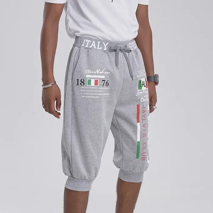 Pantalon Capri pour hommes, short de sport, short de survêtement avec cordon de serrage imprimé lett
