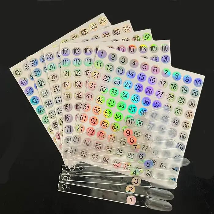 Étiquette autocollante avec numéro Laser, 5 feuilles (1-500), pour vernis à ongles, affichage des po