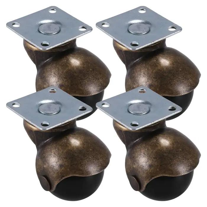 Roulettes à billes à capuchon, plaque supérieure à percussion, bronze antique, 1.5 po, sans frein, l