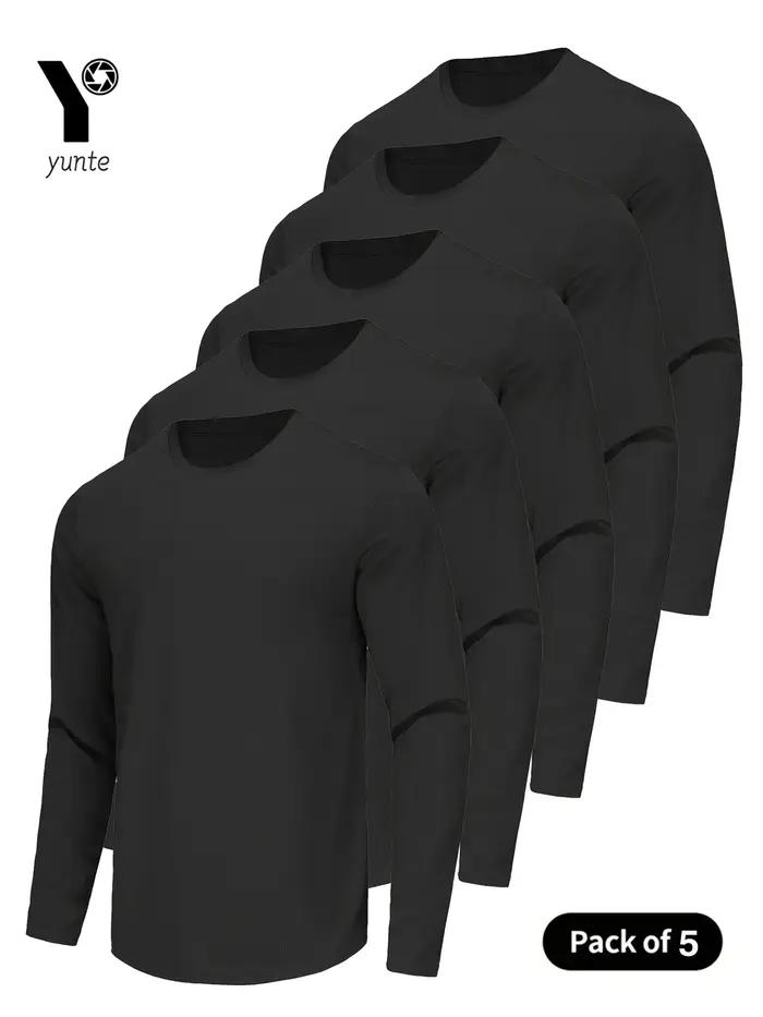 Chemise à col rond à manches longues pour homme, haut de fitness à séchage rapide, chemise de sport