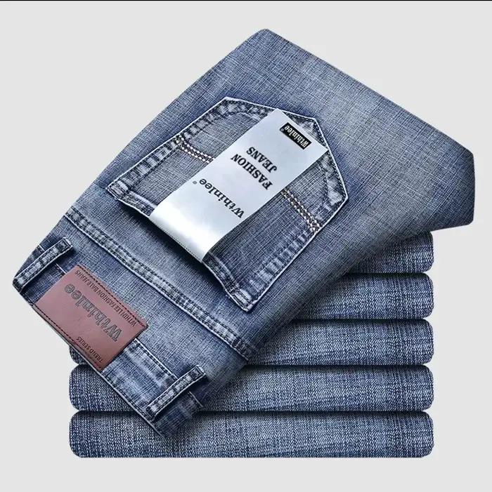Wthinlee nouveau jean pour hommes d'affaires décontracté droit Stretch mode classique bleu noir trav