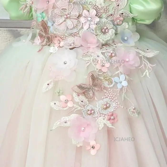 Robe de Princesse Lolita 2026 pour Enfants, Tenue de Cérémonie Formelle avec Appliques Florales 3D,