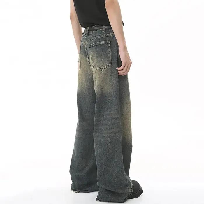 Nouveaux hommes Baggy jambe droite jambe large jean homme mode Vintage lavage pantalon Denim décontr