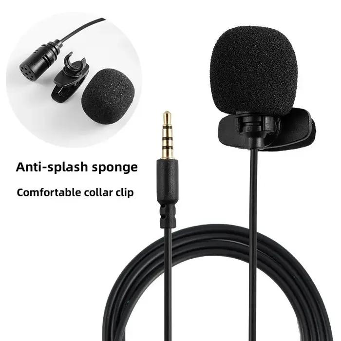 MC01A Portable externe 3.5mm mains libres Mini collier filaire pince revers Lavalier Microphone pour