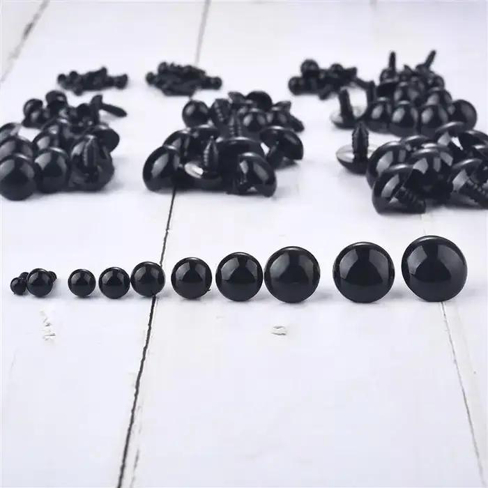 100 pièces de boules oculaires en plastique noir pour poupée, accessoires de sécurité pour jouets, A