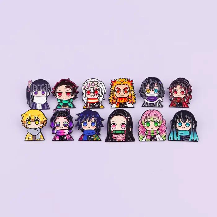 Lot de 12 épingles en émail Anime pour garçons et filles, broches de dessin animé pour manteaux, bad