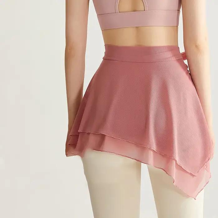 Jupe de ballet asymétrique en maille pour femme, jupe ronde, jupe de danse sur écharpe, tutu de docu